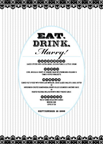 menu cards Eat Drink Marry by Swift Design