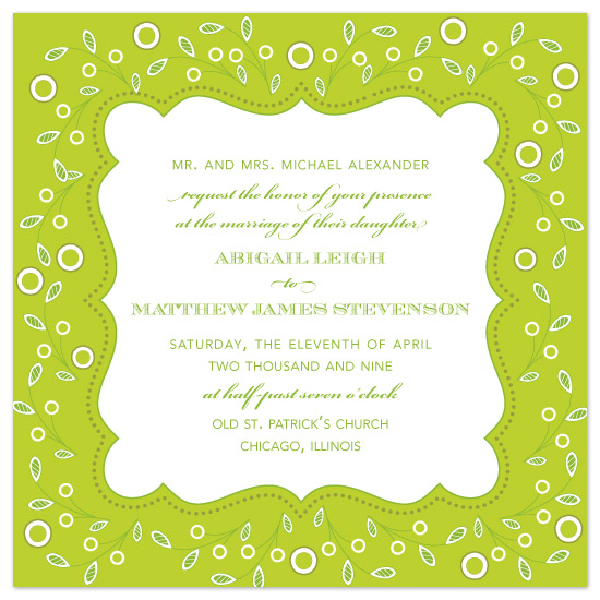 wedding invitations - Leafy Green by Dizzy Wizzy Design