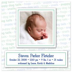Frogs, Snails, and Puppy Dog Tails Birth Announcements