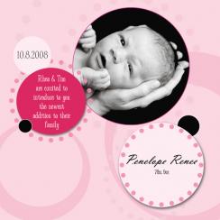 Retro Circles Birth Announcements