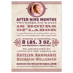 Woodtype Birth Announcements