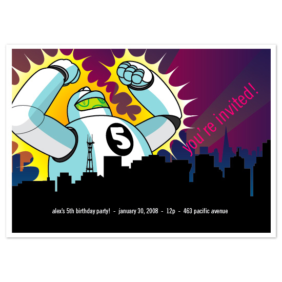 birthday party invitations - Robot Attack by koshi