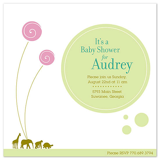 baby shower invitations - Animal balloons by Jennifer Rogers