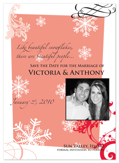 red snowflakes Save the Date Cards by 'inika + kono