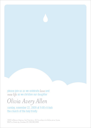 Water Drop Baptism Invitations by B Etheredge