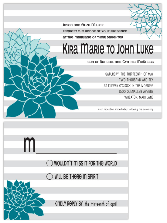 succulent stripes Wedding Invitations by kelly robinson harris