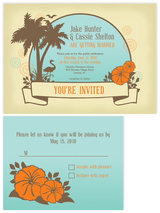 Vintage beach theme wedding invitations