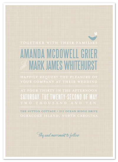 wedding invitations - sweet linen by Carrie Eckert