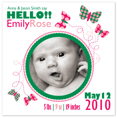 Birth Announcements - Sweet Butterfly