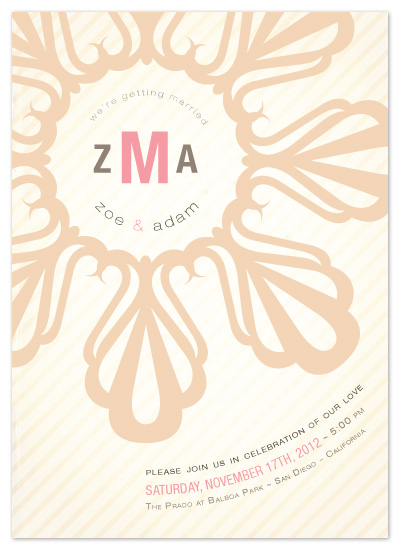 wedding invitations - Striped Floral Emblem by Lizzy B Loves