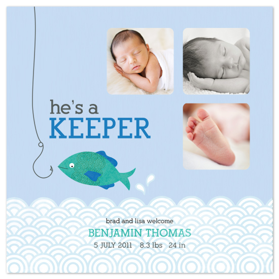 birth announcements - He's a Keeper by Edub Graphic Design