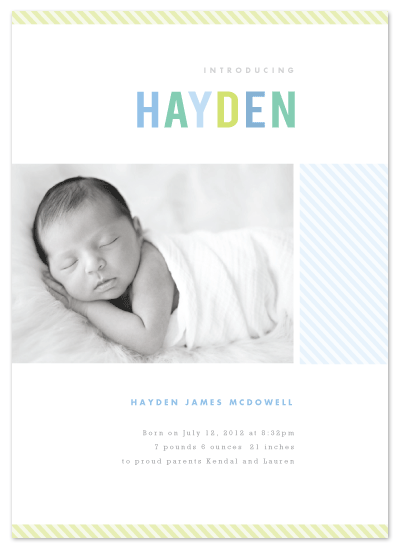 birth announcements - Hayden stripes by Jennifer Wick