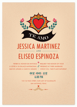 Latin heart of love Wedding Invitations