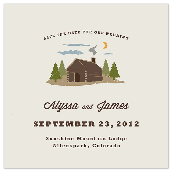 save the date cards - Log Cabin by Katie Wahn