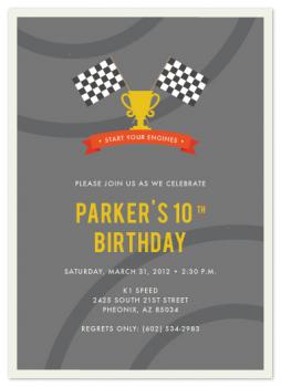 Start Your Engines Party Invitations