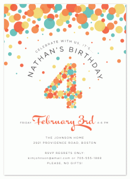 Confetti Number Party Invitations