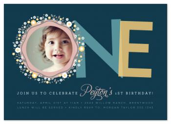 One Blossom Wreath Party Invitations