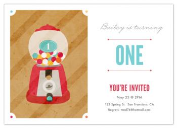 Vintage Gumball Machine Party Invitations