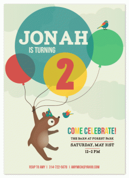 Balloon Bear Party Invitations