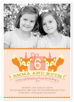 Twin Foxes Party Invitations