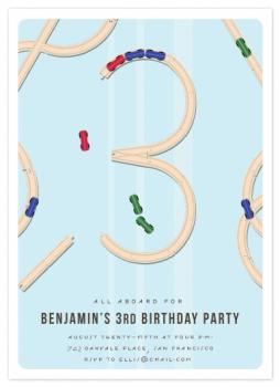All Aboard the Wooden Train Set Party Invitations