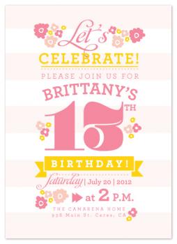 Pretty and Pink 13 Party Invitations