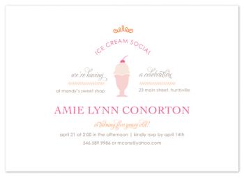 Ice Cream Social Party Invitations