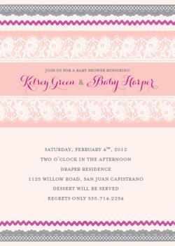 Vintage Lace & Ribbon Baby Shower Invitations