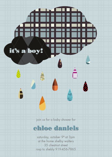 baby shower invitations - Little Gent’s Raindrops by Simply Shira