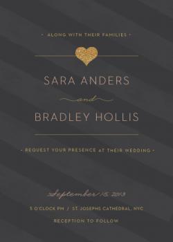 Heart of gold Wedding Invitations