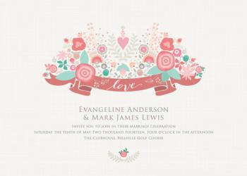 Whimsical Love Bouquet Wedding Invitations