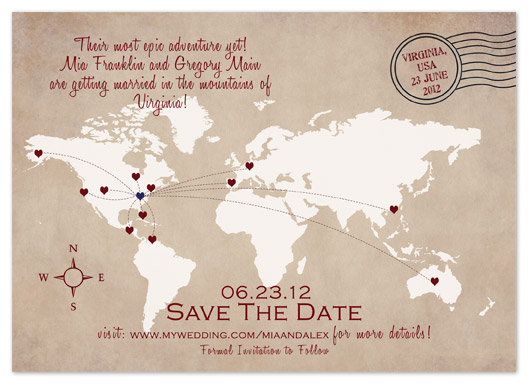 e for card wedding make Save date the  save the World cards Destination Map  Date
