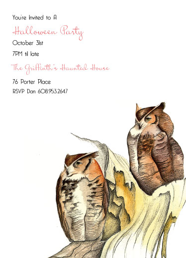 party invitations - Owls Invite by Gaucho Works